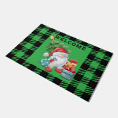 Green Kariert Christmas Gnome Doormat Fußmatte (Schrägansicht)