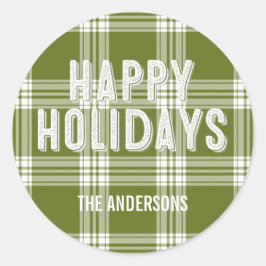 Green Kariert Christmas Happy Holidays Sticker