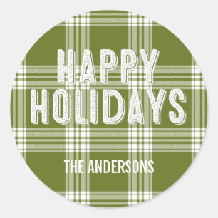 Green Kariert Christmas Happy Holidays Sticker