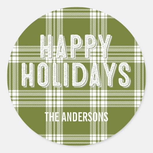 Green Kariert Christmas Happy Holidays Sticker (Vorderseite)