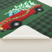 Green Kariert Christmas Sherpa Blanket Sherpadecke (3/4)