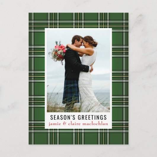 Green Kariert Classic Ein Foto Urlaub Postkarte (Vorderseite)