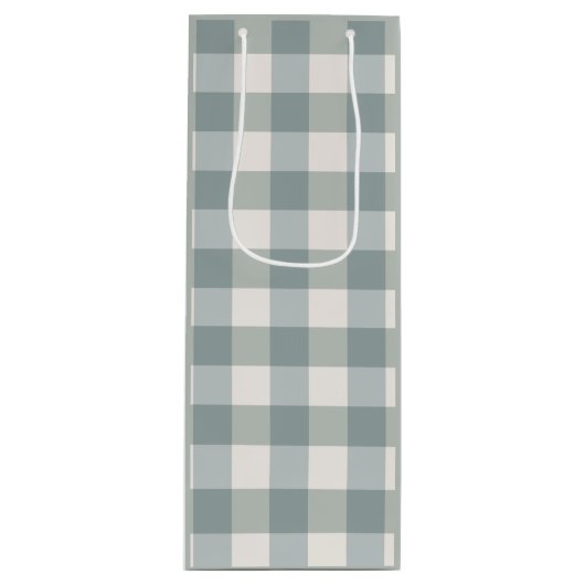 Green Kariert Country Farm Gingham Simple Geschenktüte Für Weinflaschen (Vorderseite)