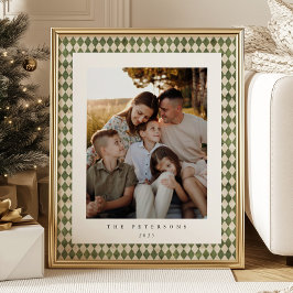 Green Kariert Custom Family Foto Christmas Poster