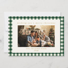 Green Kariert Custom Foto Weihnachtskarte Feiertagskarte