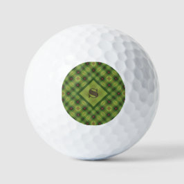 Green Kariert Custom Monogram Christmas Golf Balls Golfball