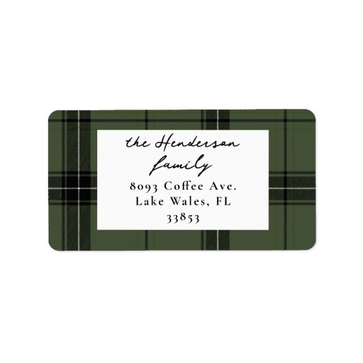 Green Kariert Custom Two Horizontales Foto Weihnac Adressaufkleber (Vorne)