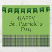 Green Kariert Flags Happy St Patrick`s Day Bierflaschenetikett (Einzelnes Label)