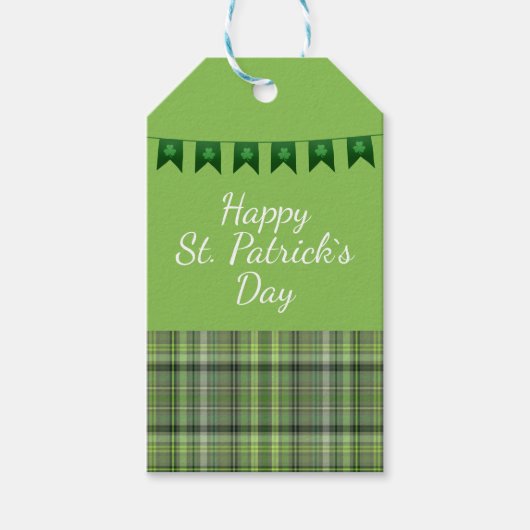 Green Kariert Flags Happy St Patrick`s Day Geschenkanhänger (Vorderseite)