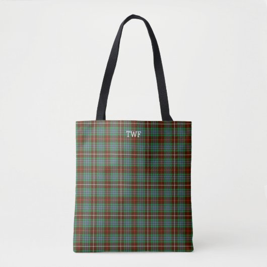 Green Kariert Fraser Jagd Tartan Monogram Tasche (Vorderseite)