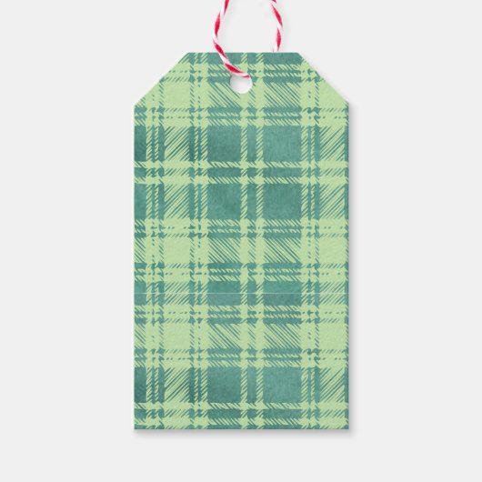Green Kariert Gift Tag Geschenkanhänger (Vorderseite)