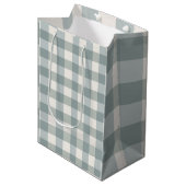Green Kariert Gingham Country Farm Einfach Mittlere Geschenktüte (Vorderseite Schrägansicht)