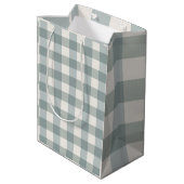 Green Kariert Gingham Country Farm Einfach Mittlere Geschenktüte (Rückseite Schrägansicht)