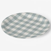 Green Kariert Gingham Country Farm Einfach Pappteller (Schrägansicht)