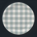 Green Kariert Gingham Country Farm Einfach Pappteller<br><div class="desc">Einfach und grün kariert,  Gingham Country,  Geschirr im Bauernhof.</div>