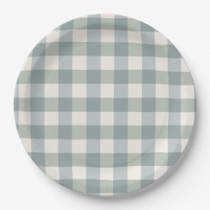 Green Kariert Gingham Country Farm Einfach Pappteller