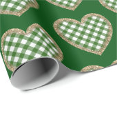 Green Kariert Gold Glitzer Herzlich willkommen Geschenkpapier (Rolleneckpunkt)