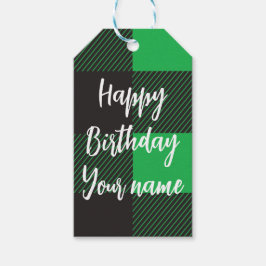 Green Kariert Happy Birthday Geschenkanhänger