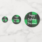 Green Kariert Happy Birthday Konfetti (Vorderseiten)