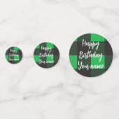 Green Kariert Happy Birthday Konfetti (Rückseiten)