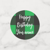Green Kariert Happy Birthday Konfetti (Klein Vorderseite)