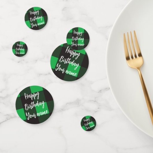 Green Kariert Happy Birthday Konfetti (Gruppe)