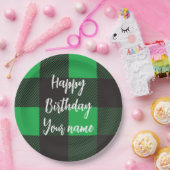 Green Kariert Happy Birthday Pappteller (Party)
