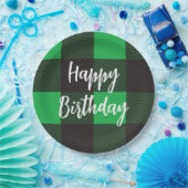 Green Kariert Happy Birthday Pappteller (Party)