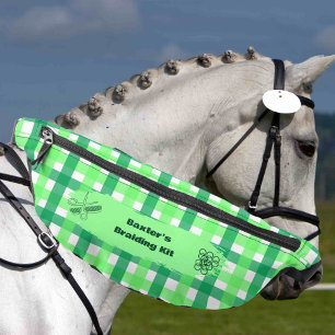 Green Kariert Horse Show Mane Schwanz Braiding Bauchtasche