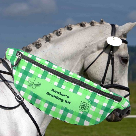 Green Kariert Horse Show Mane Schwanz Braiding Bauchtasche