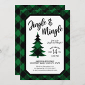 Green Kariert Jingle und Mingle Holiday Party Einladung (Vorne/Hinten)