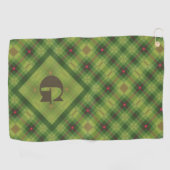 Green Kariert Large Custom Monogram Christmas Golfhandtuch (Horizontal)