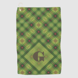 Green Kariert Large Custom Monogram Christmas Golfhandtuch