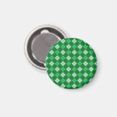 Green Kariert Magnet (rund) (Vorderseite/Rückseite)
