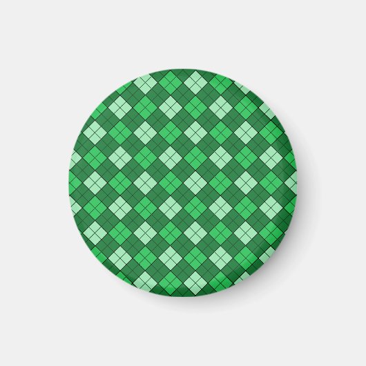 Green Kariert Magnet (rund) (Vorne)