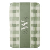 Green Kariert Monogram Family Name Badezimmer Badematte (Vorderseite Vertikal)