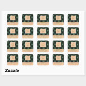 Green Kariert Monogram Rücksendeadresse Square Sie Quadratischer Aufkleber (Blatt)