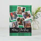 Green Kariert Multi Foto Frohe Weihnachten (Stehend Vorderseite)
