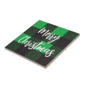 Green Kariert Pattern Frohe Weihnachten Fliese (Seite)