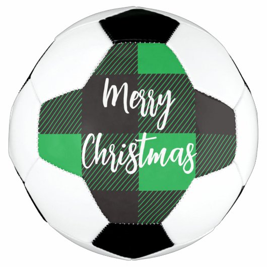 Green Kariert Pattern Frohe Weihnachten Fußball (Vorderseite)