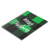 Green Kariert Pattern Frohe Weihnachten Notizblock (Linke Seite)