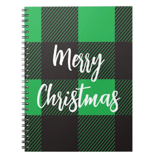 Green Kariert Pattern Frohe Weihnachten Notizblock (Vorderseite)