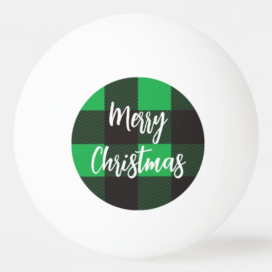 Green Kariert Pattern Frohe Weihnachten Tischtennisball (Vorderseite)