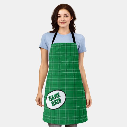 Green Kariert Pattern Game Day Schürze (Getragen)