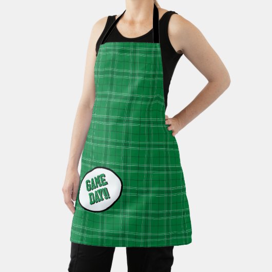 Green Kariert Pattern Game Day Schürze (InSitu)