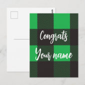 Green Kariert Pattern Glückwunsch Postkarte (Vorne/Hinten)