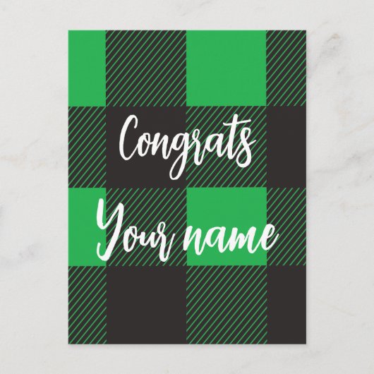 Green Kariert Pattern Glückwunsch Postkarte (Vorderseite)
