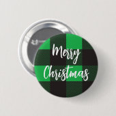 Green Kariert Pattern Merry Christmas Magnet Button (Vorne & Hinten)