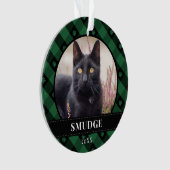 Green Kariert Paw Prints Pet Foto Ornament (Vorderseite)
