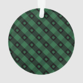 Green Kariert Paw Prints Pet Foto Ornament (Rückseite)